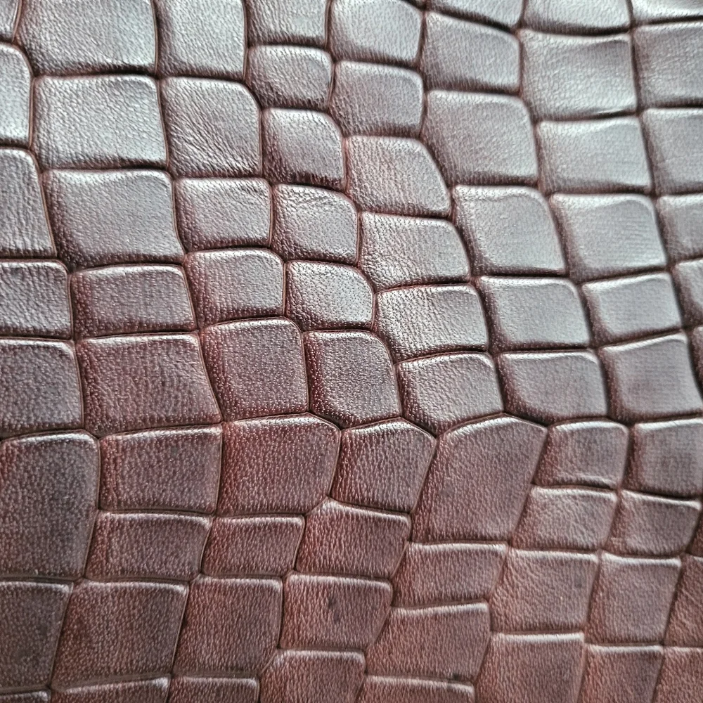 Clare V Vivier / brown Croc Alligator Embossed Leather Clutch Bag Pouch - Picture 6 of 9